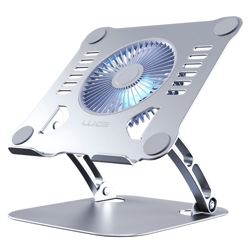 Podkładka chłodząca do laptopa WG srebrne front w użyciu