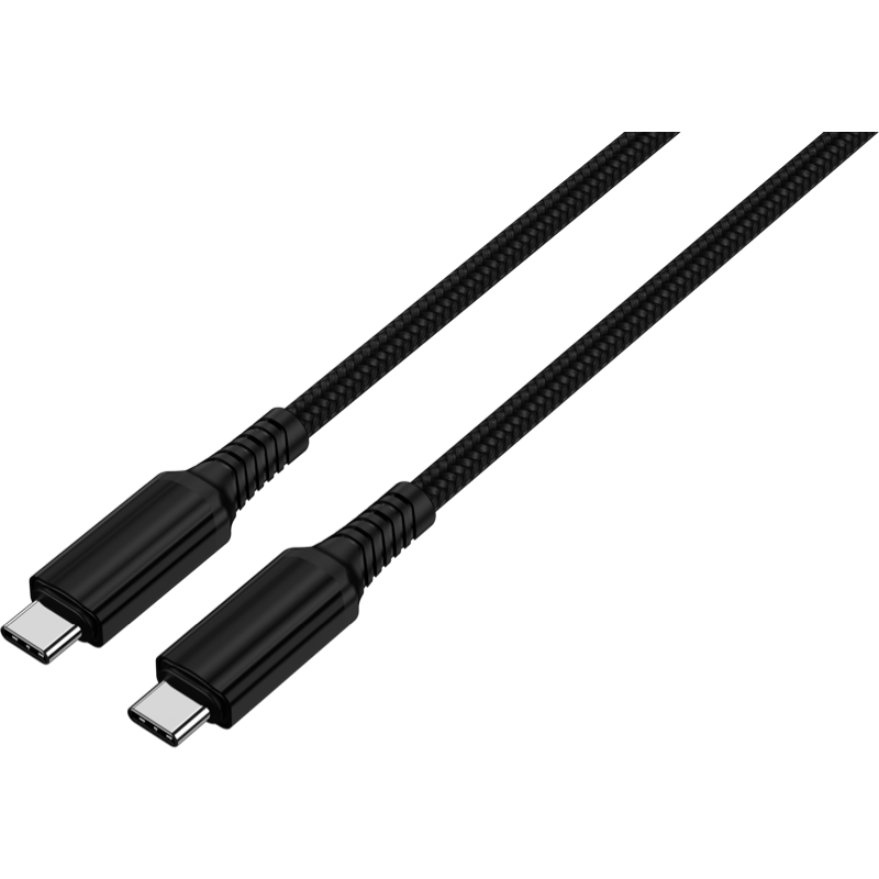 Kabel 1M Type-C do Type-C 240W 5A 40Gbps data transfer czarny front lewy skos